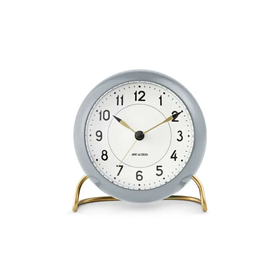Arne Jacobsen Clocks Pöytäkellot^AJ Station pöytäkello 12 cm, harmaa-valkoinen
