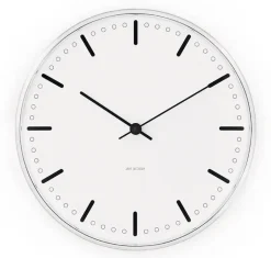 Arne Jacobsen Clocks Seinäkellot^Arne Jacobsenin City Hall kello, Valkoinen, Ø21 cm