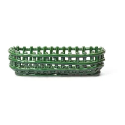 Ferm Living Säilytyskorit^Ceramic letitetty kori soikea 15x30 cm, Emerald Green