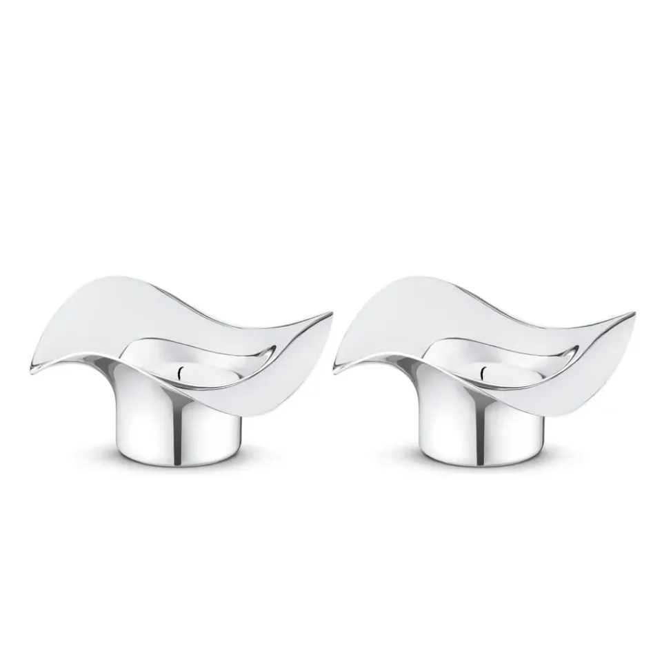 Georg Jensen Kynttilänjalat & Kyntteliköt^Cobra lämpökynttilänjalka 2-pakkaus, ruostumaton teräs