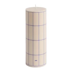 HAY Kynttilät^Column Candle -pöytäkynttilä medium 20 cm, Off white-blue grid check
