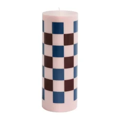HAY Kynttilät^Column Candle pöytäkynttilä large 25 cm, Pink-bordeaux-dark blue check