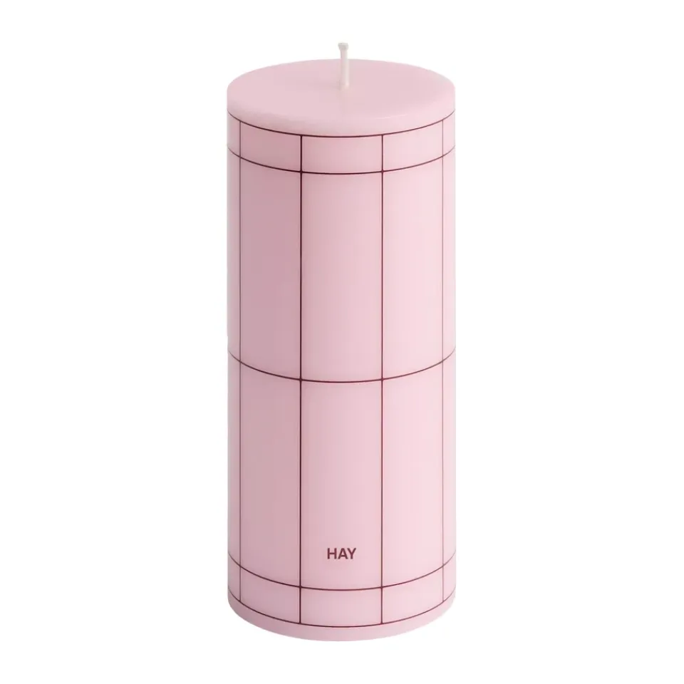 HAY Kynttilät^Column Candle pöytäkynttilä small 15 cm, Light pink-bordeaux grid