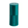 HAY Kynttilät^Column Candle pöytäkynttilä small 15 cm, Green-dark green iso ruutukuvio.