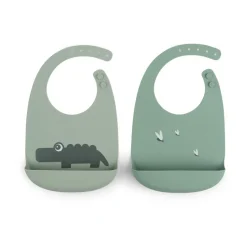 Done by deer Lastenhuoneen Sisustus|Lastenhuoneen Sisustus^Croco ruokalappu 2-pack, Vihreä