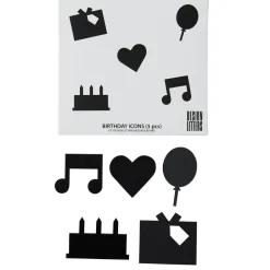 Design Letters Ilmoitustaulut^Happy Birthday icons, Musta