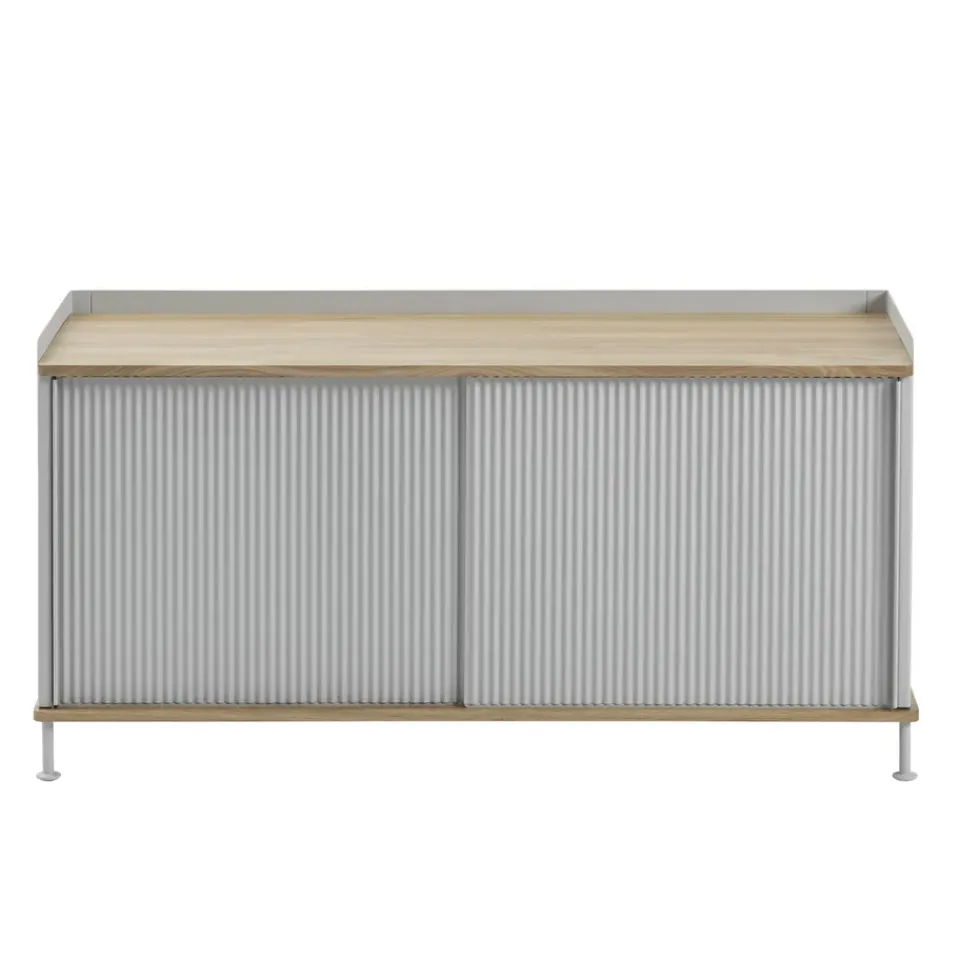Muuto Senkit & Sivupöydät|Tv-Tasot & Mediakalusteet^Enfold sivupöytä, matala 125x45x63 cm, tammi, harmaa