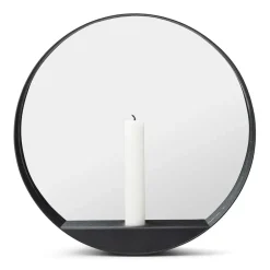 Gejst Pyöreät Peilit|Seinäpeilit^Glim peili/kynttilänjalka Ø 28 cm, Musta