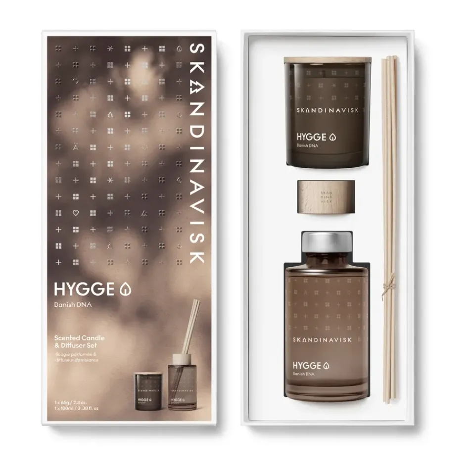 Skandinavisk Tuoksukynttilät & Tuoksutikut^HYGGE tuoksukynttilä & tuoksutikut, 65 g + 100 ml