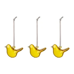 Iittala Pääsiäiskoristeet^lasilintu, Keltainen, mini, 3-pack