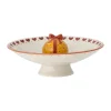 Bloomingville Joulukoristeet|Koristekulhot^Jolly tarjoilukulho jalallinen Ø 24 cm, Valkoinen-punainen