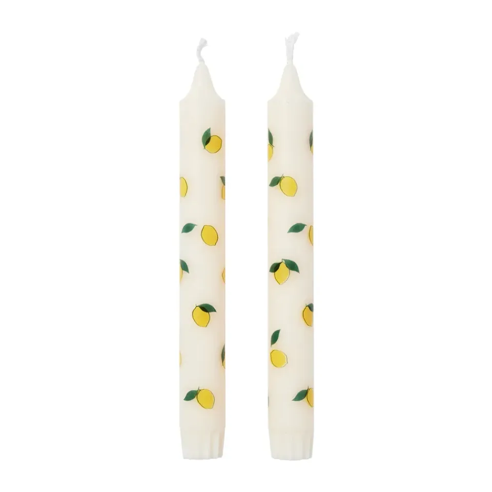 Broste Copenhagen Kynttilät^Lemon kynttilä 2-pack, Valkoinen keltainen