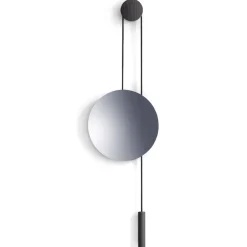 New Works Pyöreät Peilit|Seinäpeilit^Rise and Shine -peili, Burned oak-steel weight