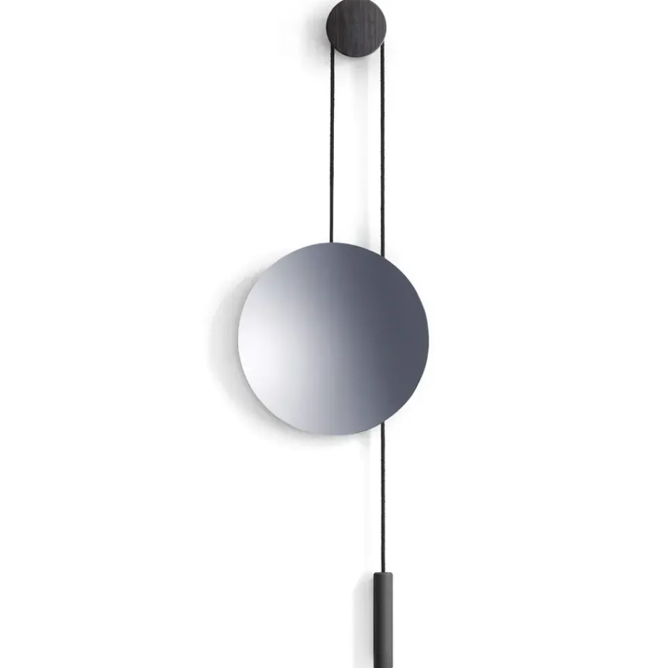 New Works Pyöreät Peilit|Seinäpeilit^Rise and Shine -peili, Burned oak-steel weight