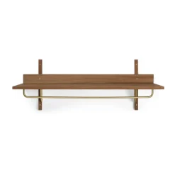 Ferm Living Hattuhyllyt^Sector hylly tangolla 37x87 cm, Smoked Oak, brass