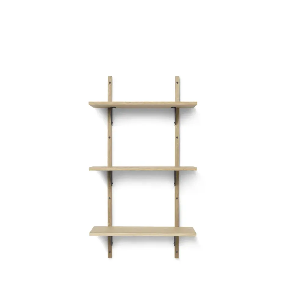 Ferm Living Hyllyt & Hyllyjärjestelmät^Sector hylly triple narrow, Natural oak, s/l, musta messinki