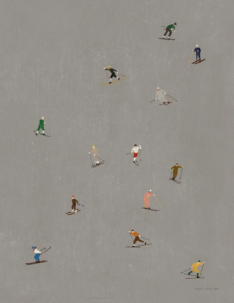 Fine Little Day Julisteet|Joulukoristeet^Skiers juliste 40x50 cm, Harmaa