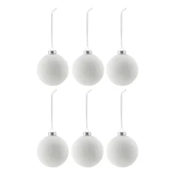 Scandi Living Joulukoristeet^Snowing joulukuusenpallo 6 kpl, White