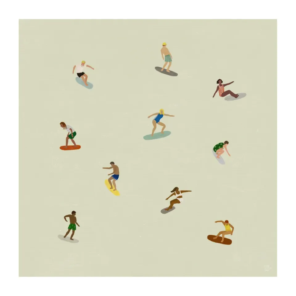 Fine Little Day Julisteet|Lastenhuoneen Sisustus^Surfers juliste, Beige, 40x40 cm.