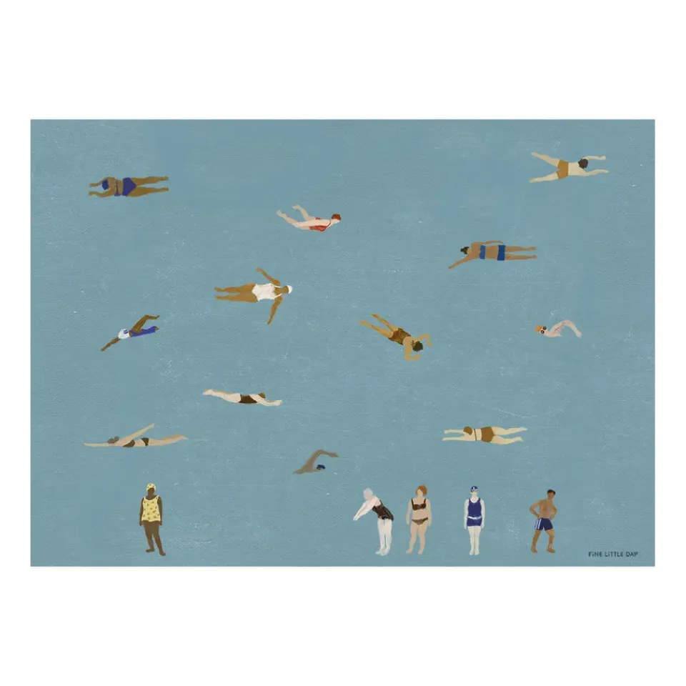 Fine Little Day Julisteet^Swimmers juliste, Blue, 50x70 cm