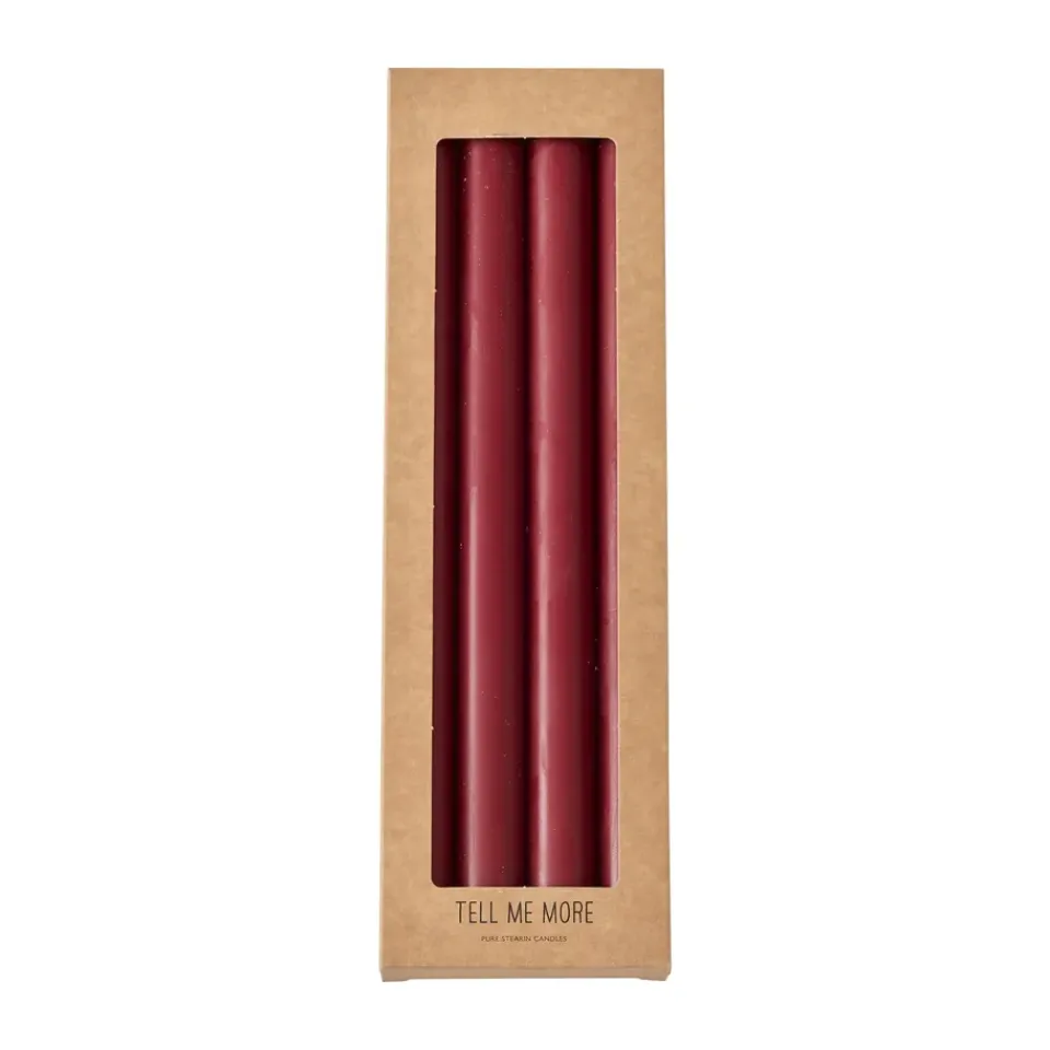 Tell Me More Kynttilät^dinner steariinilyhdyt 28 cm 4-pack, Tummanpunainen