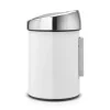 Brabantia Poljinämpärit^Touch Bin (seinälle) muovi sisäastia 3 L, Valkea