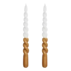 Lene Bjerre Kynttilät^Twisted kierretty kynttilä kaksivärinen 25 cm 2-pakkaus, Golden brown-white