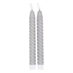 Scandi Essentials Led-Kynttilät^Twisted LED-kynttilä 25 cm 2-pakkaus, Harmaa