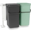 Brabantia Poljinämpärit^Upotettava järjestelmä Sort & Go 2x16L, Tummanharmaa & jade green