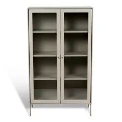 Mavis Kaapit & Vitriinit^Volt vitriinikaappi 130 cm beige, Yksityiskohdat ruostumattomasta teräksestä