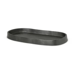 Ferm Living Kodinsisustusta Ja Yksityiskohtia|Koristetarjottimet^Yama tarjotin soikea 9,5x19 cm, Mustettu alumiini